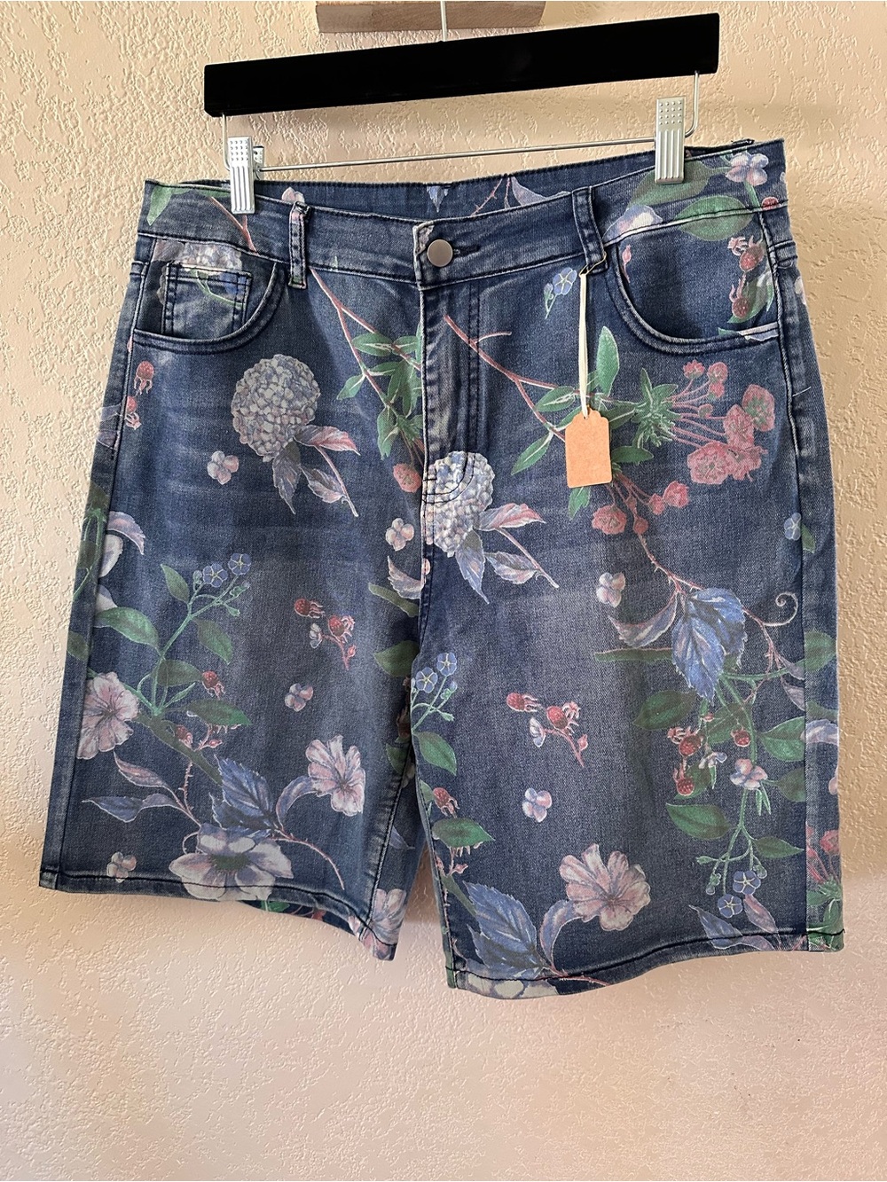 Floral Print Jean Shorts
